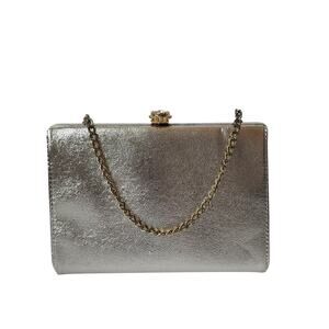 Vintage Gold Toned Purse Chain Strap Flower Closure Evening Bag Cocktail READ